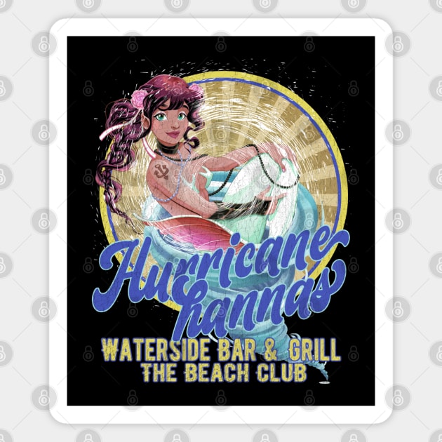 Hurricane Hannas Waterside Bar & Grill Beach Club Magnet by Joaddo